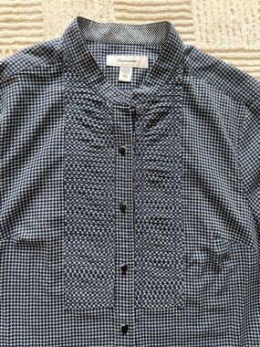 Faconnable Navy and White Patterned Button-Down Shirt